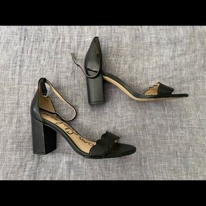 Black Sam Edelman Scalloped Ankle Strap Sandal
